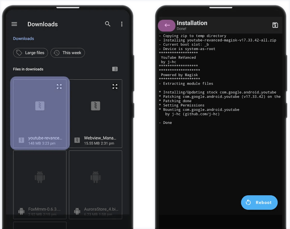Flash Revanced Magisk Modul zip-Datei