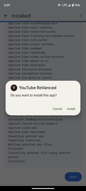 Install Youtube ReVanced on ReVanced Manager